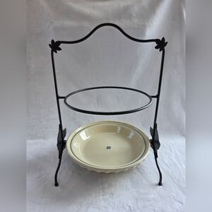Longaberger Black Wrought Iron 2 Tier Pie Plate Server